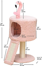 Catry Flamingo 2-Level 29" Cat Tree for Small Cats & Kittens with Replaceable Posts, Sisal Scratching Ramp, Pink Flamingo Designed Cute Condo with Toy, Pink