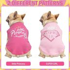 KOOLTAIL Valentines Dog Shirt for Small Medium Dogs-2 Pack Winter Fall Dog Vest Shirt Clothes with Printing, Soft Breathable Cotton Pet T Shirt for Frenchi Bulldog,Puppy,Cats,Boy Girl, Pink+Rose