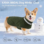 KAMA BRIDAL Dog Winter Coat Warm Padded Puppy Jacket Windproof Water Resistant Clothes for Small Medium Large Pets Christmas Sweater Outfit Vest(Green, S)