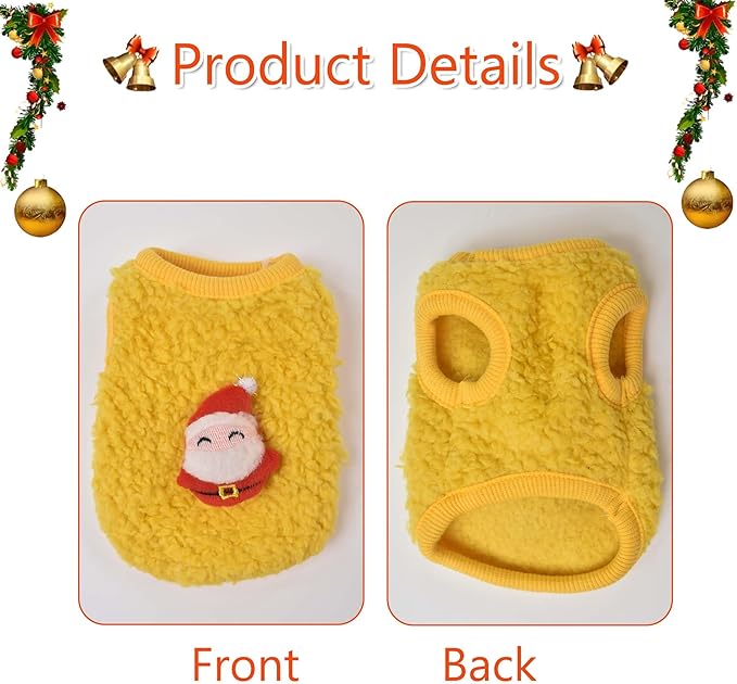 FLAdorepet 3 Packs Christmas Teacup Dog Cat XXS Clothes for Chihuahua Yorkie,Winter Warm Fleece Puppy Pet Clothes Sweater Shirt Vest for Mini Newborn Extra Small Dogs (Christmas, XXS(Pet 1-2LBS))