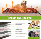 GUTINNEEN Extra Large Heated Outdoor Dog House Weatherproof Dog Kennel with Anti-Chewing Iron Frame, Wooden Insulated Dog Shelter with Porch, Heating Pad and Insulated Liner for Winter
