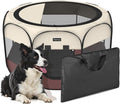 Portable Pet Puppy Dog Cat Playpen, 8-Panel Indoor/Outdoor Puppy Pen with Shade Cover & Travel Bag - Waterproof Dog Cat Tent