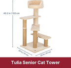 TRIXIE Tulia Senior Cat Tower with Scratching Posts, Four Platforms, Top Platform with Backrest, Beige Medium