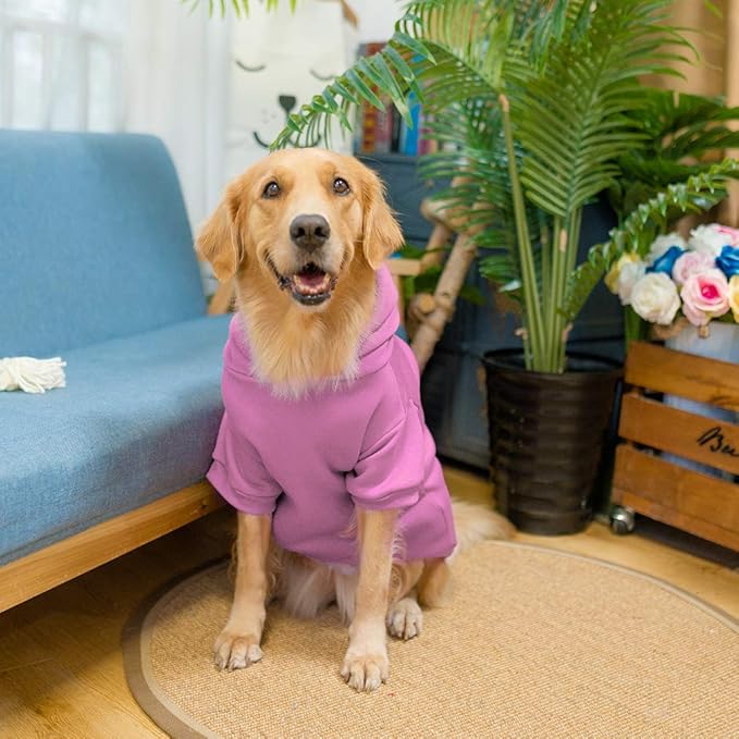KOOLTAIL Dog Hoodie for Large Medium Small Dogs, Soft and Warm Pet Sweater with Leash Hole and Pocket Boy Girl, Puppy Fall Winter Jacket Clothes, French Pitbull Cold Weather Coat Sweatshirt, Pink XL