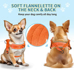 Lukovee No Pull Dog Harness and Leash Set, Soft Padded Small Dog Harness, Neck & Chest Adjustable Reflective Vest Puppy Harness with 4ft Lightweight Anti-Twist Dog Leash for Small Dogs (Orange, XXS)