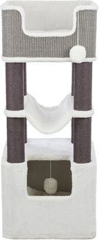 Trixie Lucano XXL Cat Tree, 43.3 -in Cat Tower with 8 Jute Scratching Posts, Hammock & Plush & Sisal Covered Condo, Sturdy Base, Interactive Pom-Poms, Indoor Furniture for Climbing & Relaxation, Gray