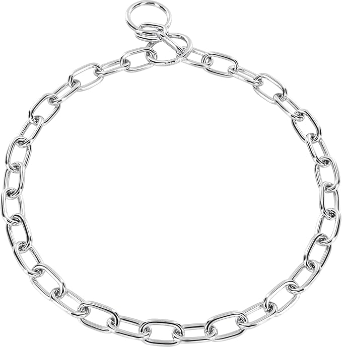 Herm Sprenger Chrome Plated Steel Fur Saver Dog Collar with Medium Link Professional Training Collar for Small Medium Large Dogs Correction Slip Chain Made in Germany (21 inches (54 cm))