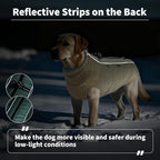 IDOMIK Warm Dog Coat with Harness, Waterproof Reflective Dog Jackets for Small Medium Large Dogs, Fleece High Collar Winter Jacket with Zipper, Pet Winter Snowsuit Clothes for Cold Weather,Khaki M
