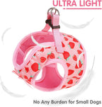 PUPTECK Dog Harness for Puppy and Small Sized Dogs, Step-in No Pull Soft Mesh Vest Harness for Cats Small Pets Walking, Pink Strawberry, New XXS