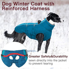 Dog Winter Jacket - XX Large, Warm Zip Up Snowsuit Dog Harness Vest, Reflective, Water-Resistant, Green
