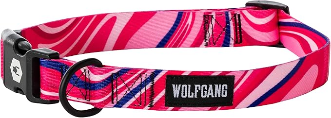 Wolfgang Heavy Duty, Adjustable Dog Collar with Quick Release Nylon Buckle for Walking & Training, MarbleSwirl Print, Medium