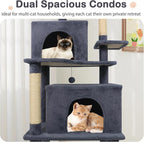 Tangkula 70 Inch Tall Cat Tree, Multi-Level Large Cat Tower with Sisal Scratching Posts, Plush Top Perch, 2 Condos, Hammock, 2 Dangling Balls, Cat Tree Tower for Indoor Cats Large Adults (Dark Grey)