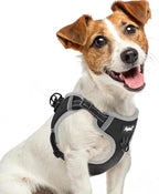 PUPTECK No Pull Dog Harness Small Sized Dog, Adjustable Reflective Escape Proof Easy Control, Comfortable Soft Padded Step in Pet Vest Harness, Black, S