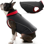 Gooby Sports Vest Dog Jacket - Black, Small - Reflective Dog Vest with D Ring Leash Warm Fleece Lined Hook and Loop Closure for Small to Medium Dogs
