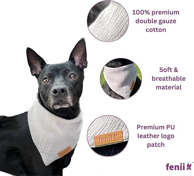 Premium Cotton Dog Bandanas - 2 Pack - Adjustable Fit - Washable - for Small, Medium & Large Breeds - Girl & Boy Dog Accessories - Multiple Sizes (Bumblebee Yellow & Pebble Gray, X-Large)