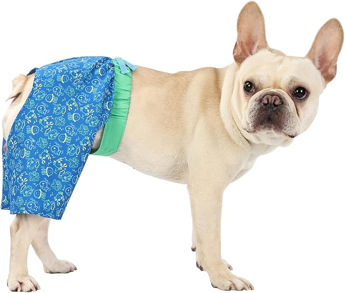 HDE Dog Swim Trunks Hawaiian Board Shorts Beach Pool Swimsuit for XS to XXL Dogs Glowing Sea Creatures - M