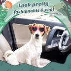 Lewondr 2 Pack Small Dog Sunglasses UV Protection Goggles Eye Wear Protection with Adjustable Strap Doggy Heart Shape Anti-Fog Sunglasses for Pet Dogs Sun Glasses Doggie Windproof Glasses, Pink