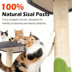 Cat Scratching Post Small Cat Tree with Cat Self Groomer, 17.3x13.4” Wide Top Bed, Natural Scratch Post and Danging Ball Great for Kittens and Average Indoor Cats-Grey