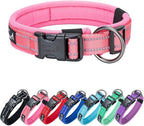 EXCELLENT ELITE SPANKER Reflective Dog Collar Classic Soft Padded Breathable Nylon Adjustable Pet Collar with Quick Release Buckle for Boy Girl Male Female Small Medium Large Dogs Training(Pink-XL)