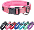 EXCELLENT ELITE SPANKER Reflective Dog Collar Classic Soft Padded Breathable Nylon Adjustable Pet Collar with Quick Release Buckle for Boy Girl Male Female Small Medium Large Dogs Training(Pink-M)