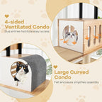 Tangkula Modern Cat Tree, Tall Multi-Level Cat Tower with Double Condos, Jumping Platforms, Dangling Balls, Sisal Carpets & Scratching Posts, Wood Cat Tree Tower for Indoor Cats