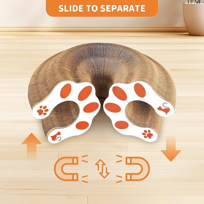 Collapsible Cats Cardboard Scratcher, Interactive Cat Toys for Indoor Cats, Scratch Pad Shape Shifting Ball Track with Bell, Magic Organ Cat Toy for Chase & Scratch Paw Easter Toys for Kitties Paw