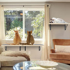 Burlywood Cat Shelves: Set of 4 Wood Cat Furniture Indoors - Climbing Shelf with Wall Mounted Scratching Pad & Hammock for Big Cats