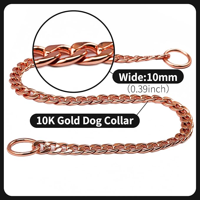 Stainless Steel P Chock Metal Chain -JYHY Dog Necklace Collars Walking Training Pet Supplies for Small Medium Large Dogs (Rose Gold, 28" (Fits Neck 24" to 26"))