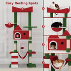 63" Large Christmas Cat Tree Tower Indoor: Tall Modern Cute Heavy Duty Cat Condo House with Scratching Post & Hammock for Maine Coon