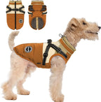 Winter Dog Coat - Waterproof, Windproof Turtleneck Fleece Vest with Harness, Reflective Snow Jacket for Small to Large Dogs, Orange XL