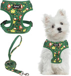PUPTECK Christmas Small Dog Harness and Leash Set, No Pull Adjustable Puppy Cat Harness, Reflective Soft Mesh Pet Vest Small Sized, Santa Claus, S