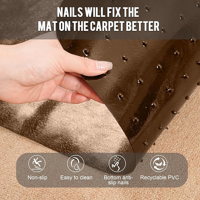 Uross Carpet Protector for Pets -3.6FT Brown Round Corner Plastic Carpet Protector, Under Door Cat Carpet Protector for Doorway, Anti Cat Scratch Carpet Protector Mat, Stop Cats from Scratching Carpet