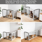 Dog Fence Indoor,Dog Gate Indoor for Doorway pet gate -3-Panel Freestanding, Hallways, House or Stairs -60x32-Inch Retractable Foldable Expandable Wood Pet by SFJC (Grey) ﻿