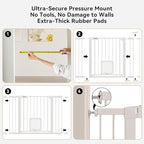 Baby Gate with Cat Door, 30" Tall Dog Gate with Cat Door Indoor, Adjustable Baby Gate for Doorways, Pressure Mounted Walk-Through Gate with Auto-Close & Double Lock, Fits 29.7-45.2 Inches