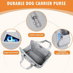 Dog Purse Carrier for Small Dogs Under 10 lbs with Pockets Adjustable Soft Sided Pad Extendable Dog Carriers Tote for Puppies with Safety Leash Clip for Travel Shopping (Apricot)