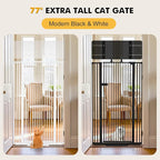 Snagle Paw Extra Tall Cat Gate with Acrylic Top Panel，30-40.6" Wide Adjustable Pet Gates, Pressure Mounted, No-Drill Easy Install,Tall Cat Gate for Doorways,Stairs,Kitchen 77"