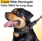 Mayerzon 2 Inch Wide Martingale Collar for Large Dogs, Patented No Pull Walking Training Dog Collar for Pitbull German Shepherd, with Buckle, Reflective Stitching, Adjustable (Black, L)