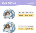 Lesure Cute Cat Beds for Indoor Cats - 2 in 1 Large Cat Cave Bed for Puppy and Small Dog with Removable Washable Cushioned Pillow, Cozy Kitten Tent with Non-Slip Bottom, Blue, 17.3 inches
