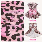 PUPTECK Print Dog Dress Pet Apparel with Cute Bowtie Puppy Clothes Outfit, Leopard Print, L