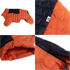 Warm Dog Coat, 4 Legs Covered Waterproof Windproof Reflective Vest, Zippered Adjustable Outdoor Snow Jacket for Small Medium Large Dogs Orange XXXL