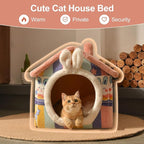 JIUPETY Cute Small Dog House Indoor, Foldable House Kennel Bed Mat with Cushion, L Size Tent for 11-16 lb Dogs and 18-22 lb Cats, Dog Cave Bed with Non-Slip Bottom, Rainbow