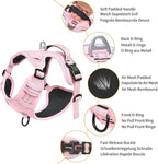 HEELE Dog Harness, No Pull Adjustable Padded Reflective Harness for Small Medium Large Dogs with Handle for Walking Training, Pink, L