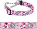 Martingale Dog Collar - Stainless Steel Chain, No Pull Training Collar with Flower Design for Large Medium Small Dogs (7, S)