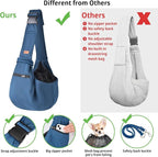 CUBY Dog and Cat Sling Carrier - Small Dog Carrier Sling with Adjust Strap & Zip Pocket, Hands Free Soft Dog Slings for Small Dogs Cats Puppy Pets Outdoor Travel Safety Purse Bag (Navy Blue)