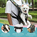 Pawaboo Pet Dog Front Carrier Backpacks, Legs Out Pet Carrier Backpack for Dogs, Adjustable Easy-fit Dog Chest Carriers for Small Medium Dogs Hands Free for Travel Hiking Cycling Camping, L, Camo
