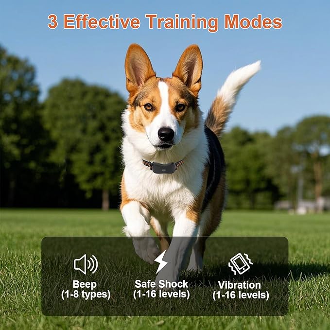 Dog Shock Collar with Remote Control Color Screen - 3300 FT Remote Range, Dog Training Collar with 3 Training Modes, 2 Rechargeable Waterproof E-Collar for Dogs 15-125LBS