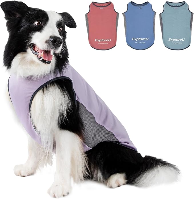 Dog Shirt, Cooling Vest Lightweight Breathable, Dog T-Shirts All-Season UV Protection Pet Clothes Quick Dry Soft Stretchy Pet Shirt Vest for Small Medium Large Dogs (Lilac Ether 1PC, Large)