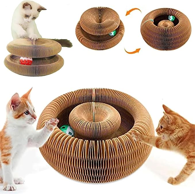 Cat Toy, Magic Organ Cat Scratcher, Cat Scratchers for Indoor Cats, Cat Toy Round Accordion (2pcs)