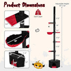 PETSITE Gothic Floor to Ceiling Cat Tree, 97-118 Inches Height Adjustable Goth Ceiling Cat Tower with Sisal Scratching Posts, Condo, Side Basket Bed, Dangling Toy, and Multiple Jumping Platforms