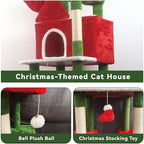 63" Large Christmas Cat Tree Tower Indoor: Tall Modern Cute Heavy Duty Cat Condo House with Scratching Post & Hammock for Maine Coon